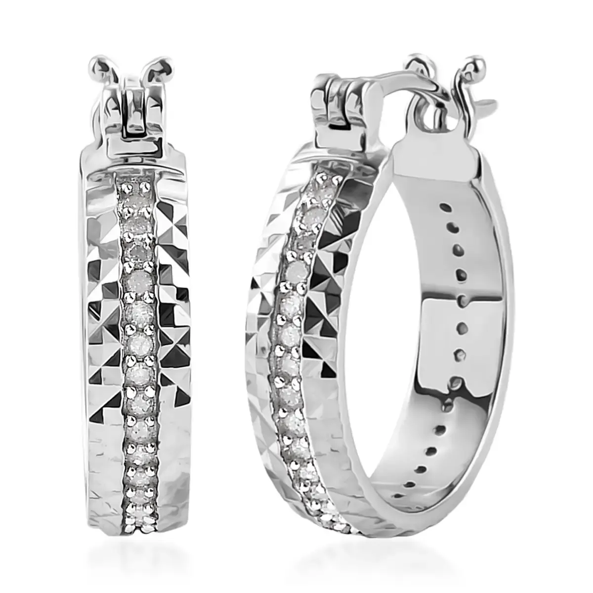 Bạch kim rạng rỡ: kim cương Hoop bông tai trong bạch kim mạ 925 Sterling Bạc Hoops cho phụ nữ, trang sức kim cương thanh lịch quà tặng