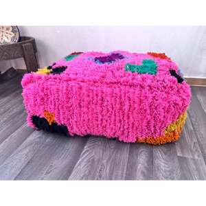 Puf de Cuero Marroquí Hecho a Mano, Otomana Tradicional Artesanal, Decoración del Hogar, Asiento Boho para Sala de Estar - Product Image 1