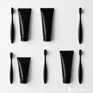 Kit de brosse à dents d'hôtel noir élégant | Ensemble de soins bucco-dentaires minimaliste avec dentifrice et étui de voyage Boîte de 50 personnaliser - Product Image 2