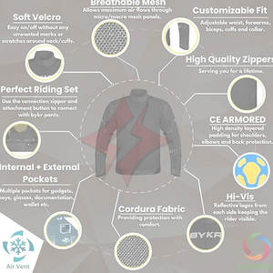 Chaqueta de Motocicleta Unisex Transpirable y Protectora de Cuero/Poliéster, Armadura de Seguridad Personalizable, para Todas las Estaciones, Doble Propósito, Aventura - Product Image 2