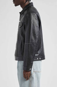 Blouson de motard en cuir pour hommes, respirant, design personnalisé, vêtements de course d'hiver, col ouvert - Product Image 4