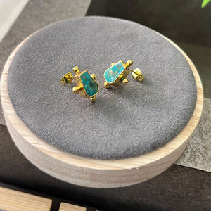 Natural Arizona turquesa Stud pendiente con cuentas diseñador tornillo post Stud pendientes delicado al por mayor pendiente para uso regular - Product Image 6