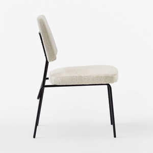 Modern Upholstered <b>Dining</b> <b>Chair</b> with Soft Beige Fabric and Sleek <b>Black</b> Metal Legs Minimalist Contemporary Seating Design - Product Image 3