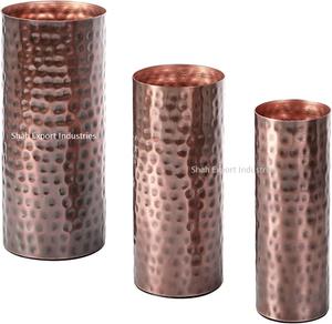 Jarrones Cilíndricos de Metal Martillado con Acabado de Cobre para Decoración de Mesa, Hogar y Hoteles, Jarrón Floral Hecho a Mano - Product Image 2