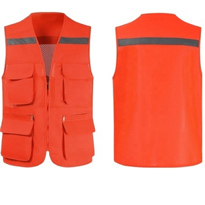 Chaleco de seguridad de alta visibilidad transpirable de verano personalizado impermeable con malla de tiras reflectantes y bolsillos para trabajos de construcción - Product Image 5