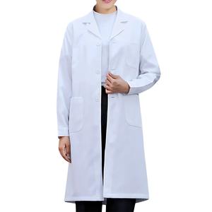 Femmes Hommes Unisexe Manches Longues Blouse blanche de laboratoire Col à revers cranté Bouton vers le bas Infirmière médicale Médecin Uniforme Tunique Blouse - Product Image 1