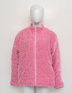 Chaqueta Bomber Acolchada Reversible de Punto con Lentejuelas para Mujer, Tejido de Poliéster Brillante, Transpirable y de Secado Rápido - Product Image 6