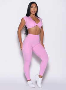 Leggings Deportivos de Cintura Alta con Elástico Rosa Personalizados, Leggings de Secado Rápido y Transpirables para Gimnasio para Mujer - Product Image 3