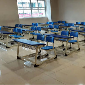 Sillas de escritorio dobles para aula para escuelas Ergonómico Altura ajustable Ecológico Madera Metal Muebles para estudiantes Moderno - Product Image 1