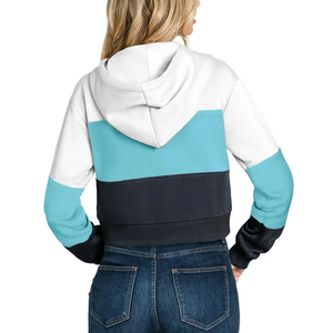 Top corto de invierno a prueba de viento para mujer, sudaderas con capucha, mezcla de poliéster/algodón, diseño personalizable, logotipo frontal, servicio OEM - Product Image 3