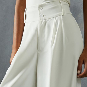 Pantalon cargo évasé pour femme, coupe ample, décontracté, couleur unie, très large, élastique, respirant, multi-poches, très vendu - Product Image 4