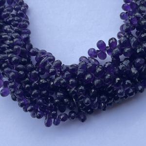 4mm 6mm 8mm piedra de amatista Africana Natural gotas de lágrima facetadas cuentas de briolette hebras calidad AAA a granel para la fabricación de joyas en línea - Product Image 3