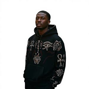 Sudadera con Capucha Unisex de Invierno 2026 - Transpirable, Ecológica, 100% Algodón Felpa, con Pedrería, Estilo Urbano, Lisa, Teñida, Manga Larga, para Hombre - Product Image 5