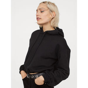 Sudadera con capucha recortada de gran tamaño para mujer, OEM personalizable, sudadera de invierno, cuello con cremallera, parte delantera, informal, letra XS, corto largo - Product Image 1