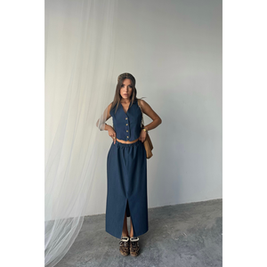 ชุดสูทผู้หญิง TENCEL YELEK สีคราม ดีไซน์ YIRTMALI และ TAKIM - Product Image 5