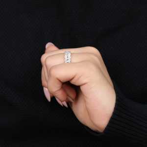 แหวนแต่งงานเพชรทรงมาร์คีส์สองแถวแบบปลูกในห้องปฏิบัติการ ดีไซน์หรูหรา รุ่น LR37060 - Product Image 3