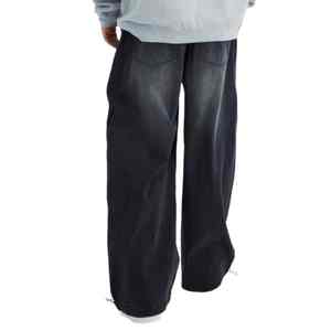 กางเกงยีนส์ทรงแบ็กกี้สไตล์สตรีทแวร์สำหรับผู้ชาย ผ้าเดนิมคอตตอนฟอกสีเข้มแบบวินเทจ แต่งขาดๆ  แฟชั่นกางเกงยีนส์ทรงแบ็กกี้สำหรับผู้ชาย - Product Image 4