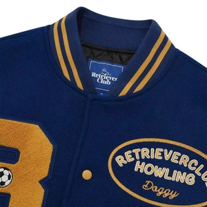 Chaqueta universitaria con estampado digital de lona de alta calidad con cuello levantado, logotipos de equipos, nombres y números, servicio OEM disponible para hombres - Product Image 5