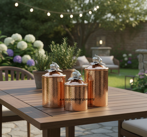 Stainless Steel Hand-Hammered Rose Gold with Silver Pumpkin Lids Eco-Friendly Europe Style Kitchen <b>Canister</b> <b>Set</b> - Product Image 2