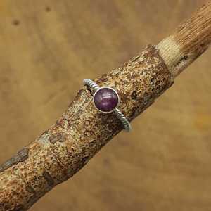 925 argent Sterling étoile rubis pierres précieuses fil torsadé anneau cadeau de noël forme ronde pierre fête porter des anneaux pour ses filles femmes - Product Image 1