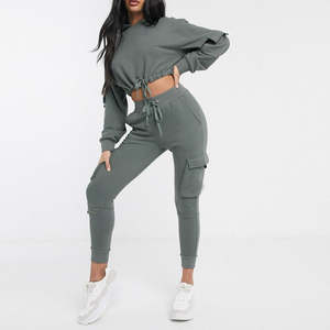 Conjunto de chándal de 2 piezas con cremallera para mujer informal a la moda personalizada al por mayor - Product Image 1