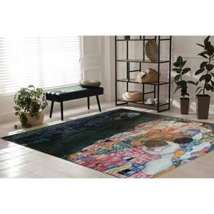 Tapis imprimé reproduction Gustav Klimt « La mort et la vie », antidérapant, avec poils doux - Product Image 3