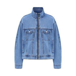 Vestes en jean pour hommes de style nouveau, logo personnalisé sur le devant, col montant, 100% coton, élégantes - Product Image 1