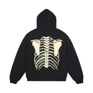 Sudadera con Capucha Corta de Algodón de Alta Calidad, con Cierre, Gruesa, 500GSM, Estilo Holgado, Lisa, Teñida, para Hombre, Invierno, Y2K - Product Image 3