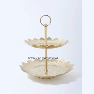 Hammered Work Trendy New Collection Table <b>Cake</b> Display <b>Stand</b> Finest Quality Large Size 2 Tier Classic Wedding Table <b>Cake</b> <b>Stand</b> - Product Image 1