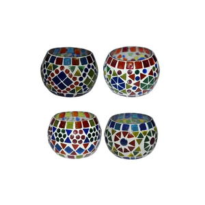 Portavelas de vidrio de mosaico de diseño establecido votivo para decoración de balcón diseño elegante portavelas hecho a mano votivo para Chr - Product Image 4