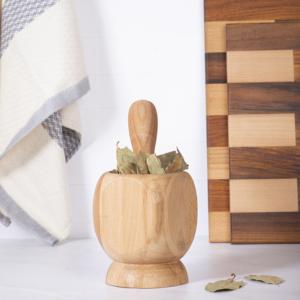 Mortier et pilon en bois de hêtre en gros |   Outil de cuisine OEM 10 × 13 cm - Product Image 5