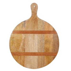 Planche à découper arrondie en bois de bambou véritable coupe de légumes en bois de mangue et bloc de service à salade - Product Image 3