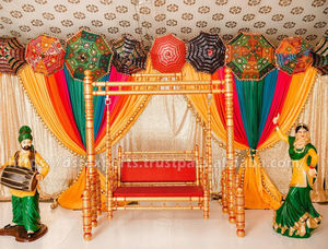 Columpio de escenario blanco de boda elegante para novia Jhula de madera duradera para escenario de matrimonio tendencia mejor calidad de exportación Haldi Swing USA - Product Image 6