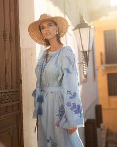 Nouvelles femmes Floral brodé Ukraine femmes longue décontracté cheville longueur longue Ukraine robe - Product Image 5