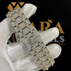 Reloj de hombre de lujo de acero inoxidable con diamante VVS Moissanite totalmente helado de alta calidad, esfera árabe, reloj lujoso y de moda - Product Image 4