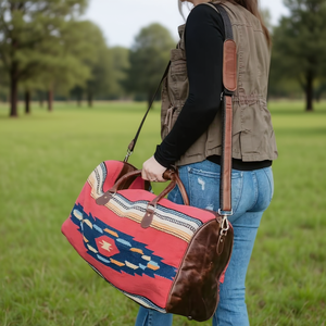 Sac de voyage pliable décontracté en coton style Southwest, sac de sport de week-end avec fermeture éclair, doublure en polyester, impression personnalisée - Product Image 3