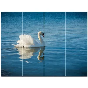 Carreaux de céramique muraux en forme d'oiseau 48 \ "x 36 \" PT500205 Lot de 12 carreaux 12x12 - Product Image 1