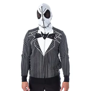 Yizhe Factory New fashion The Nightmare Before Christmas Jack Skellington full face zip up Costume felpa con cappuccio