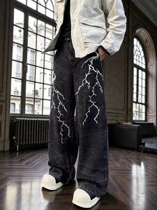 Nouveau jean droit surdimensionné déchiré à taille haute pour homme, style streetwear gothique personnalisé, collection 2026 - Product Image 3