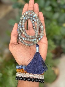 Venta al por mayor labradorita Mala collar 108 cuentas de piedras preciosas naturales meditación oración cuentas borlas clásicas Yoga joyería proveedor - Product Image 2