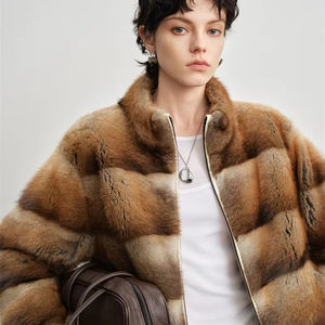 Женская однобортная куртка из меха норки с воротником-стойкой - Product Image 4