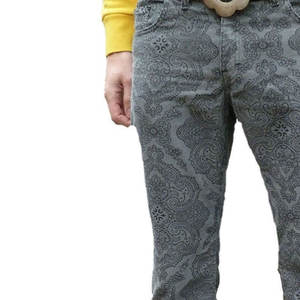 กางเกงขาบานเอวสูงสำหรับผู้ชายกางเกงผ้าไหมพิมพ์ลายใหม่กางเกงวอร์มขาบานลำลองสีพื้น - Product Image 6