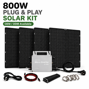 Kit <span class=keywords><strong>solaire</strong></span> 800W prêt à l'emploi avec panneaux solaires flexibles monocristallins MPPT, micro-onduleur et prise UK pour montage sur balcon - Product Image 2