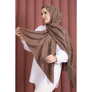 ผ้าคลุมไหล่ลายแจ็คการ์ดพรีเมียมสำหรับชาวมุสลิม สีแทน - Product Image 1