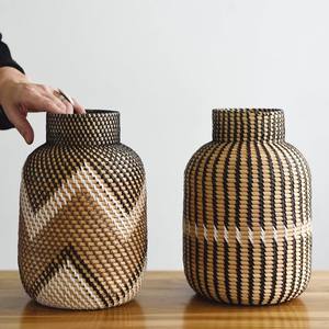 Vase de fleurs séchées en rotin, centre de table pour décoration de mariage, vases écologiques, prix bon marché, vente en gros - Product Image 5