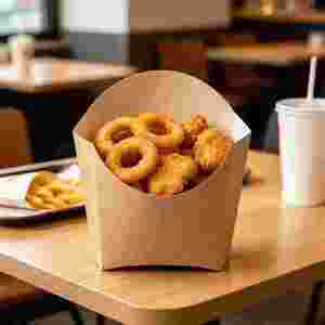 Envases Biodegradables de Cartón Kraft para Papas Fritas, con Laminado Mate y Relieve, Estilo de Pared Simple, para <span class=keywords><strong>Hamburguesas</strong></span> - Product Image 4