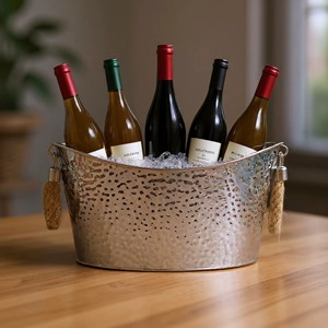 ชามสแตนเลสสำหรับเครื่องดื่มทำจากโลหะแบบคลาสสิกถังแช่ไวน์ถังแช่เบียร์แชมเปญสำหรับเสิร์ฟในบ้านและงานปาร์ตี้ - Product Image 1