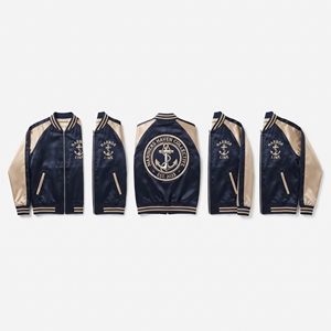Blouson Bomber en Satin Brodé Telescopique Argenté Marine pour Homme, Veste de Baseball à Fermeture Éclair Frontale, Vêtement d'extérieur, Vente en Gros Directe Usine - Product Image 2