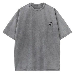 Venta al por mayor de logotipo personalizado de alta calidad lavado con ácido de moda simple camiseta de gran tamaño para los hombres - Product Image 1