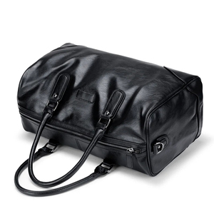 Proveedor de bolsas de lona de alta calidad, bolsa de cuero para viajar durante la noche impermeable a medida Black Tan - Product Image 4